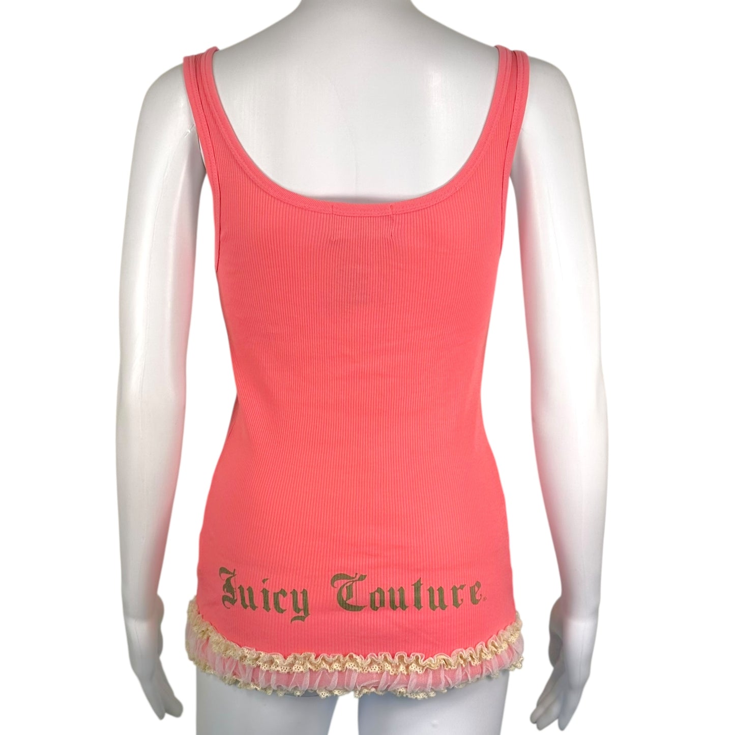 Juicy Couture Hot Pink Lace Trim Logo Tank