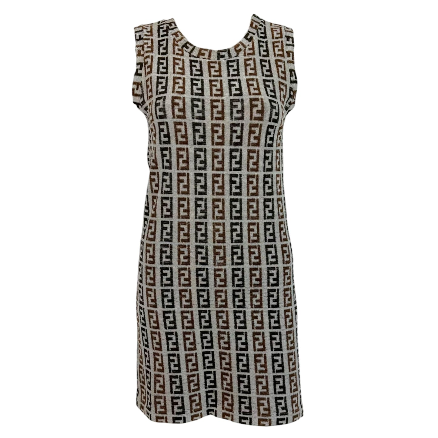 Fendi Mini Dress Gray Brown Zucca Monogram Terry