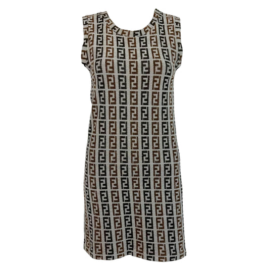 Fendi Mini Dress Gray Brown Zucca Monogram Terry