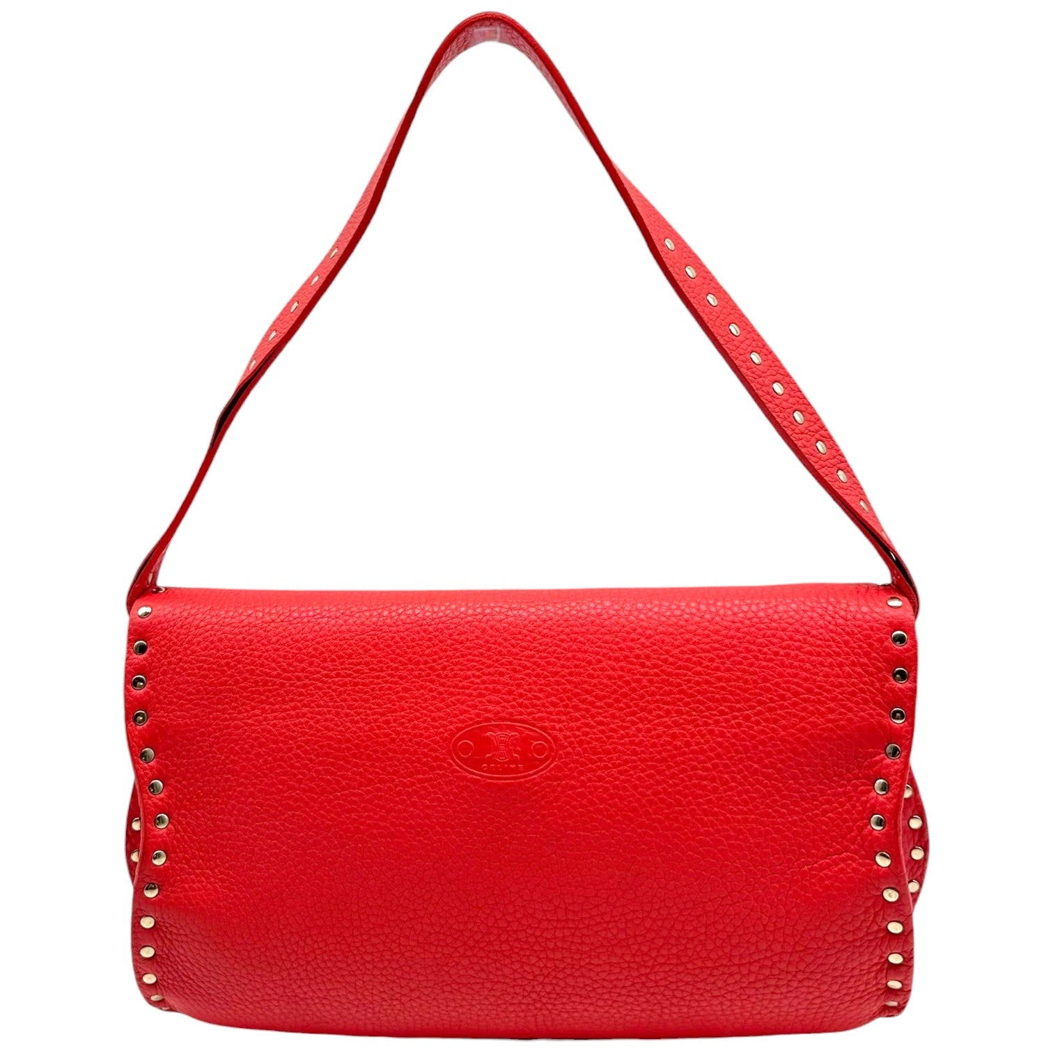 Celine Blood Orange Studded Shoulder Bag