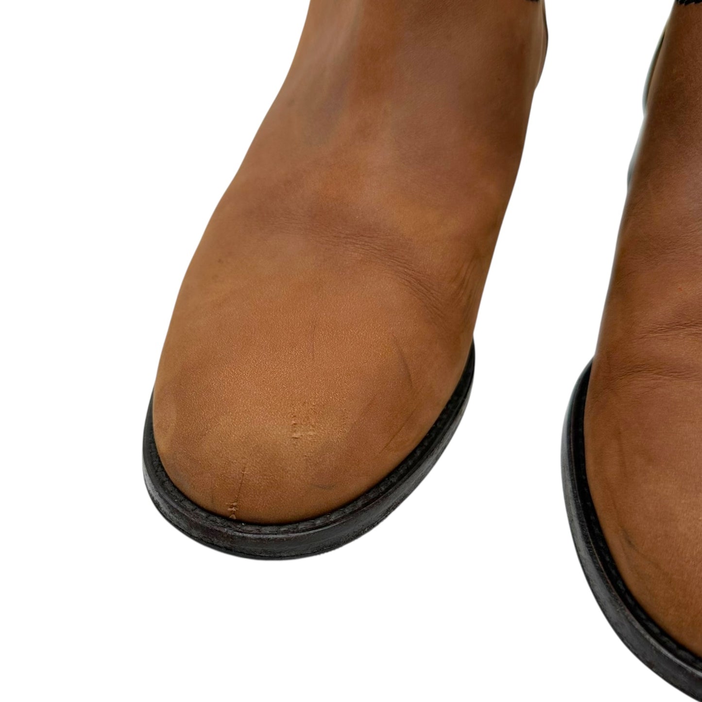 Chanel Brown Leather Logo Back Western Boots