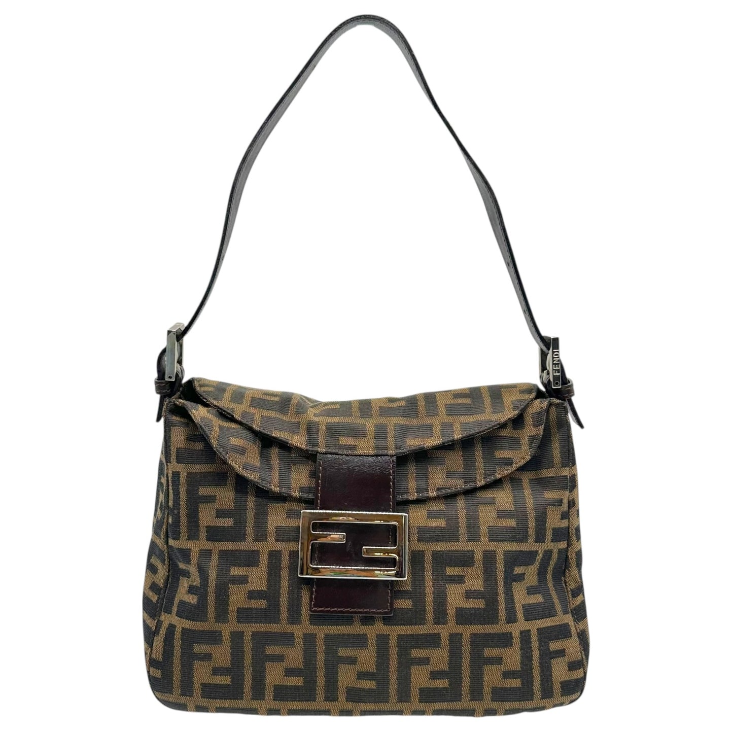 Fendi Brown Zucca Monogram Square Baguette Bag