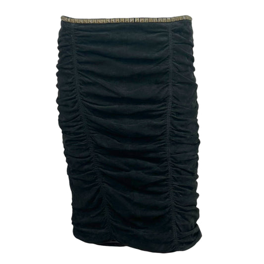 Roberto Cavalli 2005 Studded Gathered Suede Midi Skirt