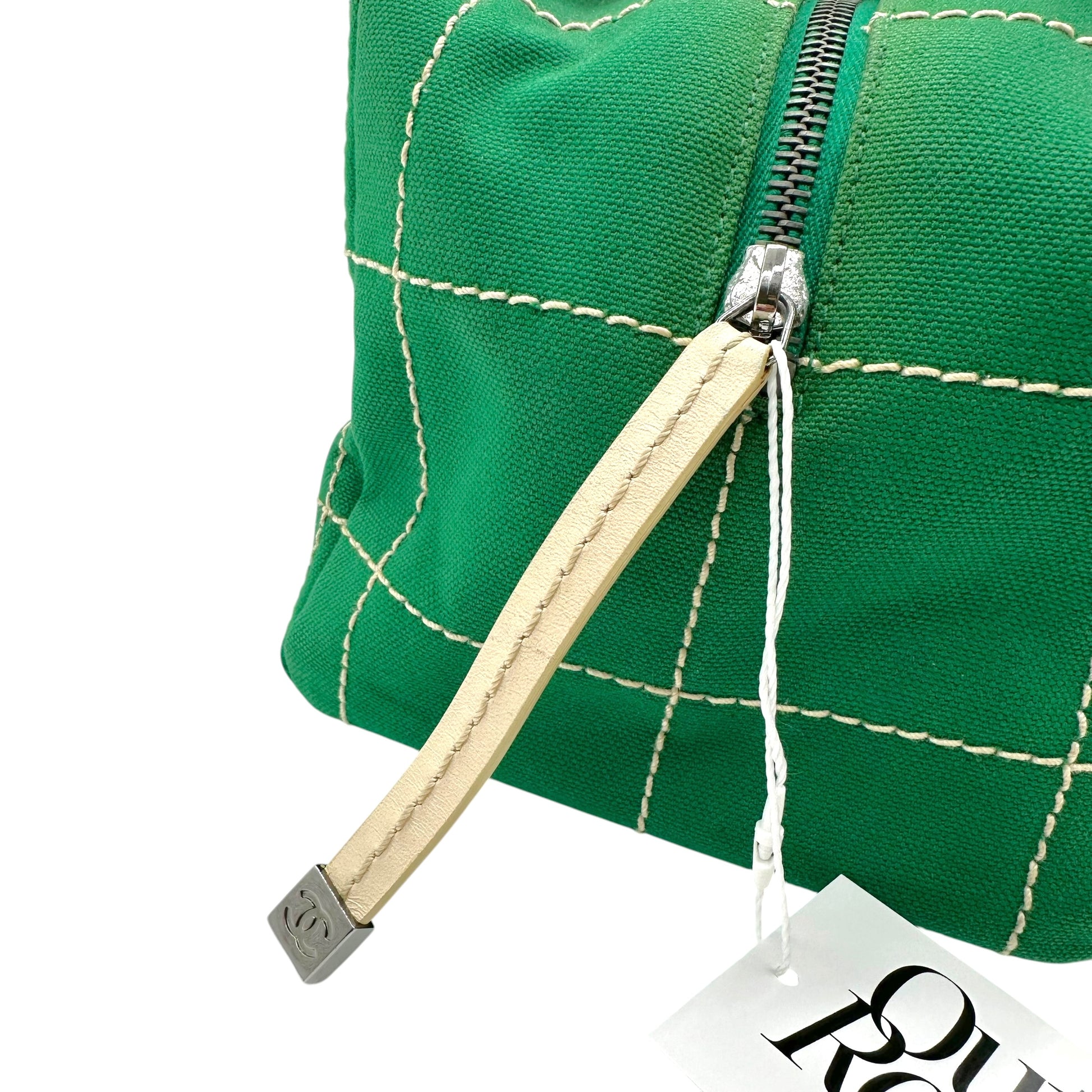 Chanel Green Canvas Quilted Handbag