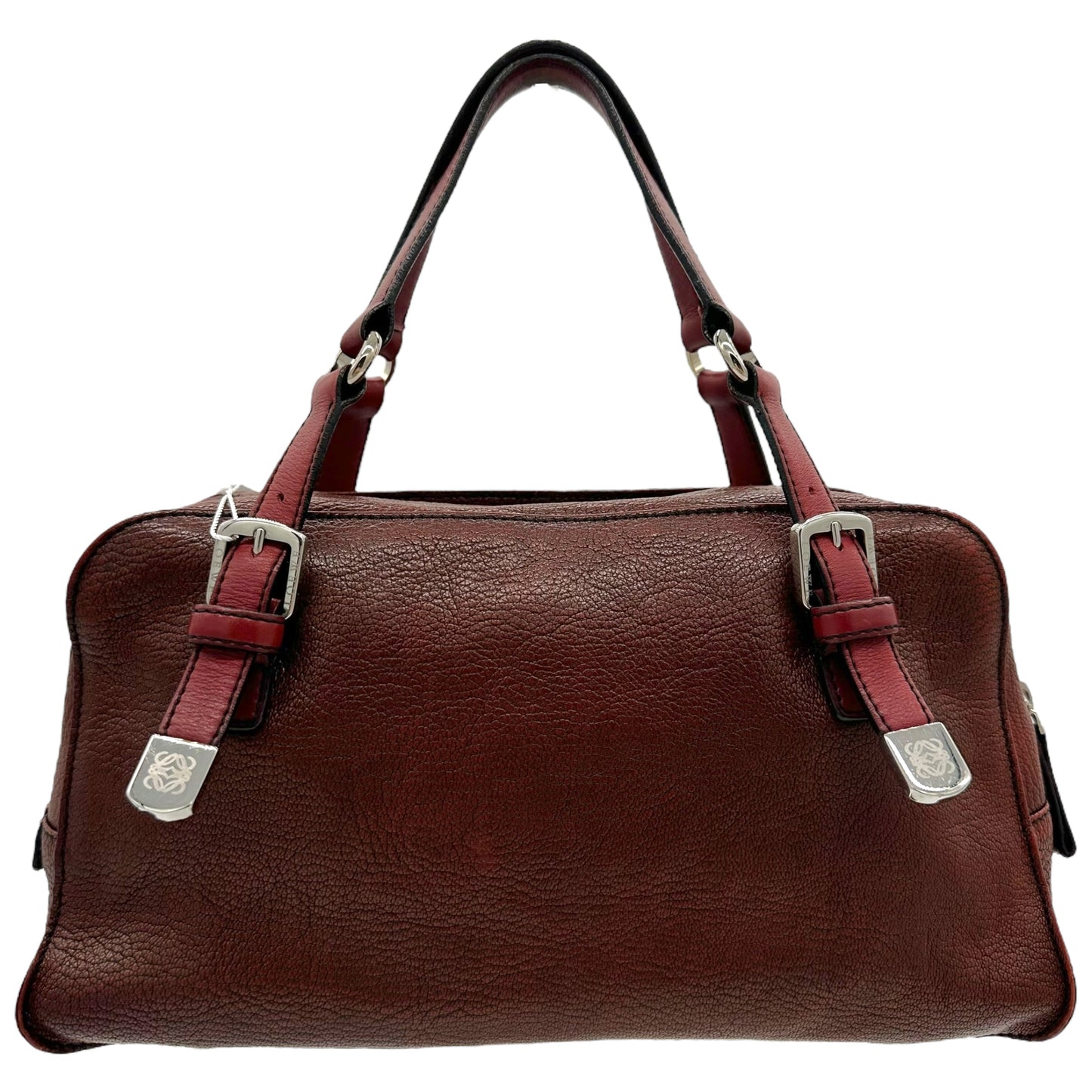 Loewe Burgundy Leather Studded Logo Shoulder Bag - Outfit Repeater