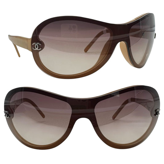 Chanel Brown 5066 Round Shield Sunglasses - Outfit Repeater