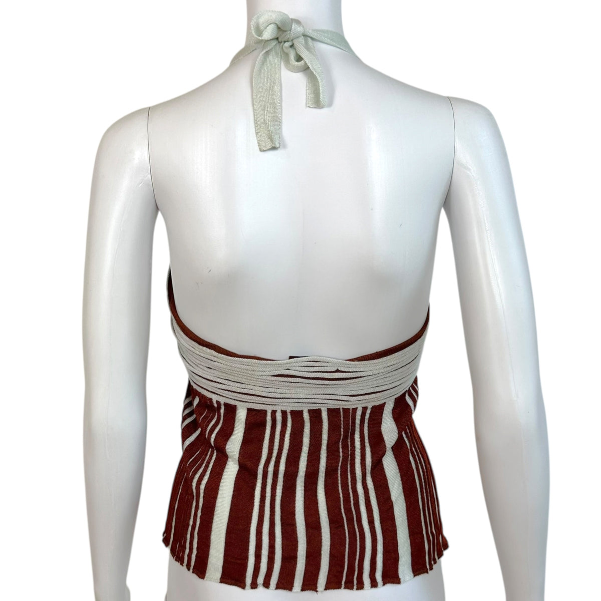 Missoni Knit Halter Tank Light Blue Rust Brown Striped