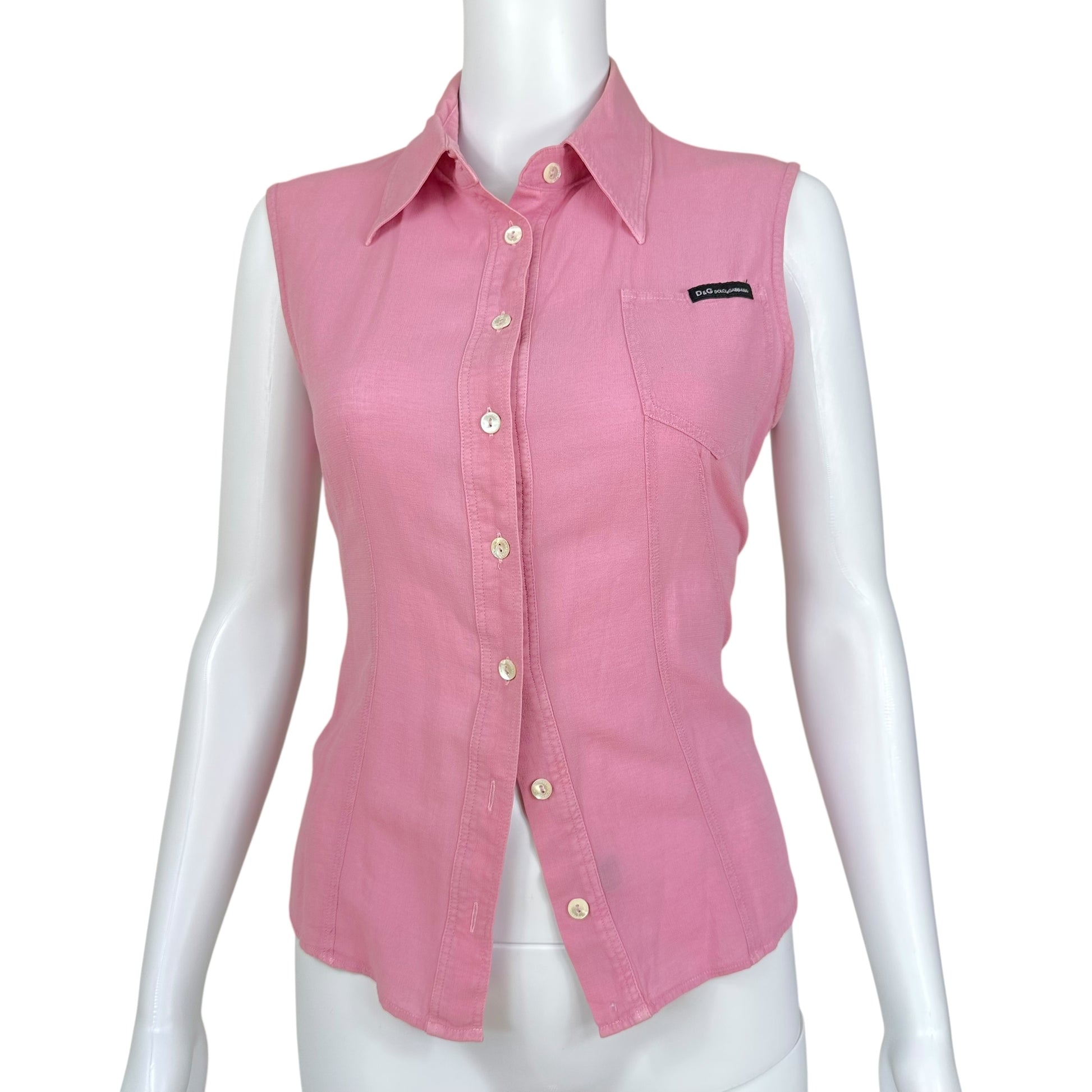 D&G Dolce & Gabbana Sheer Pink Sleeveless Blouse - Outfit Repeater