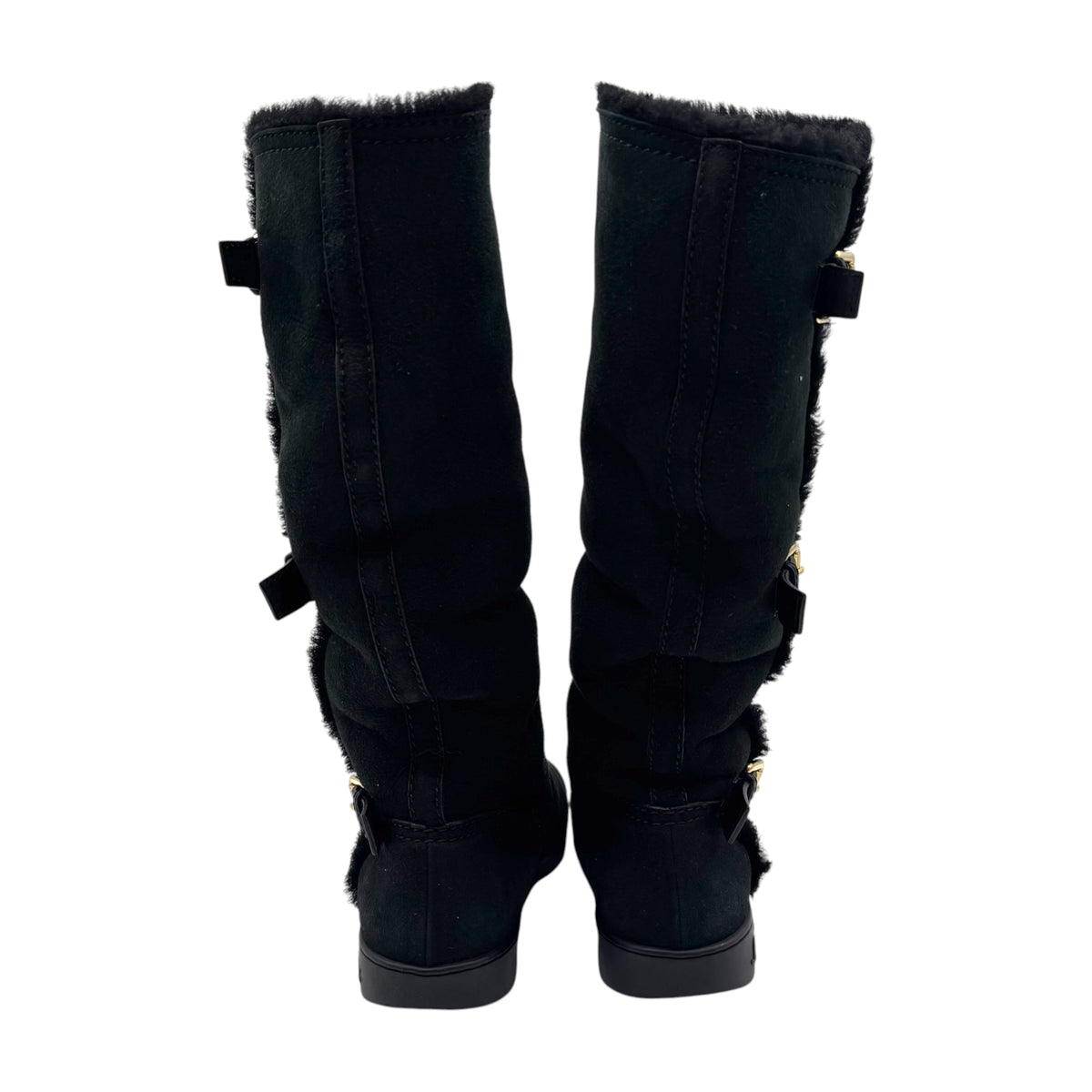 Louis Vuitton Black Sheepskin Ugg Buckle Boots