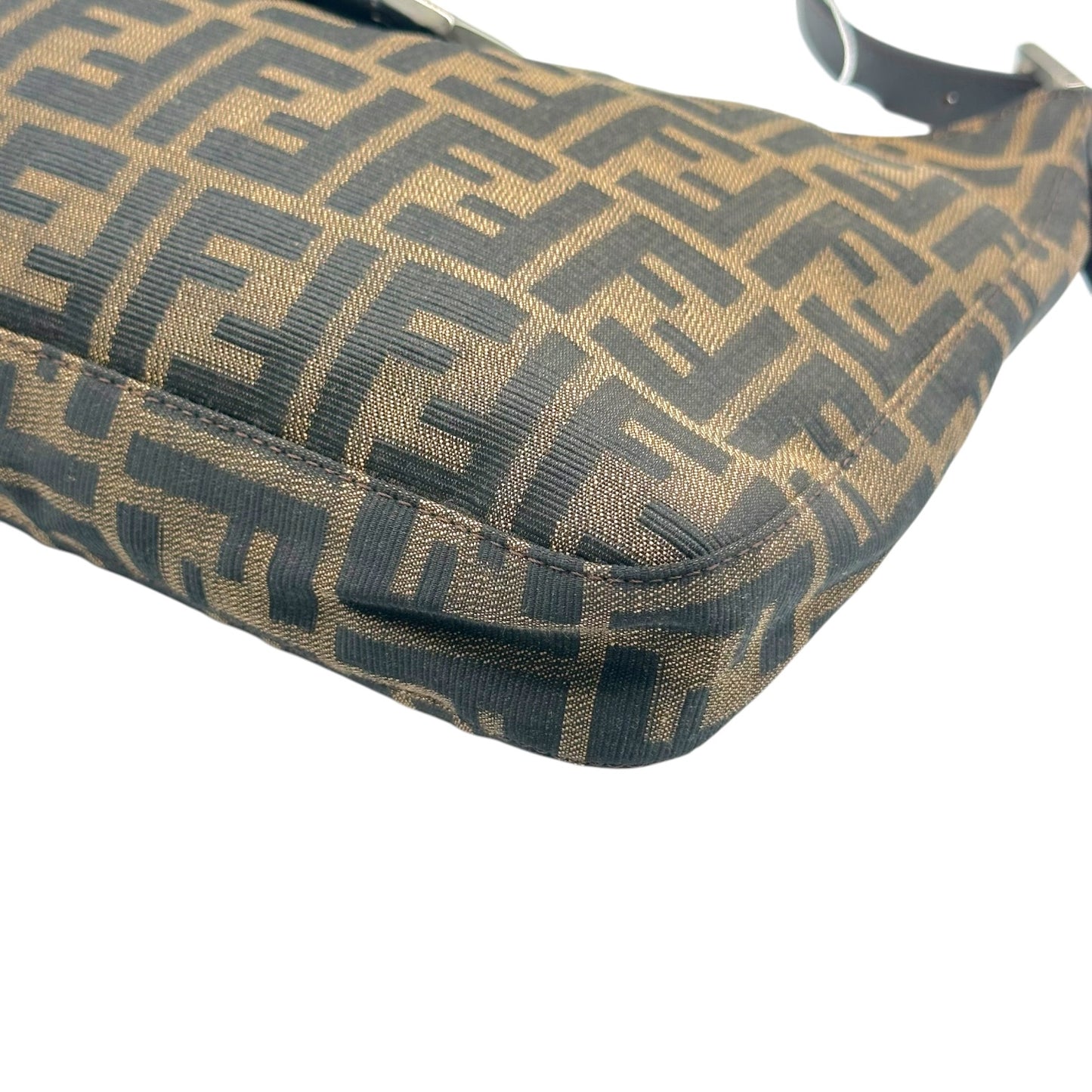 Fendi Brown Zucca Monogram Shoulder Baguette Bag
