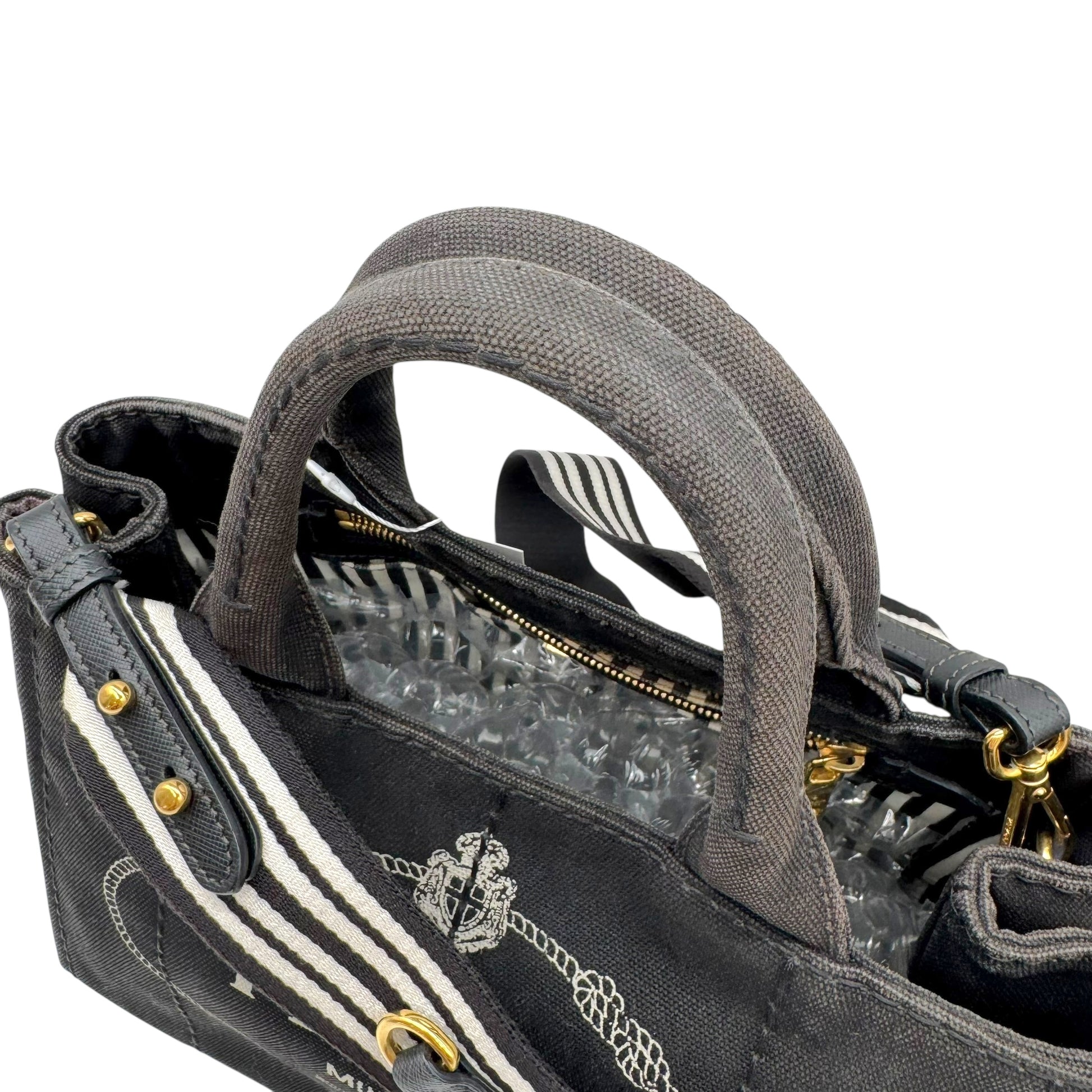 Prada Navy Blue Mini Canapa 2-Way Tote Bag - Outfit Repeater