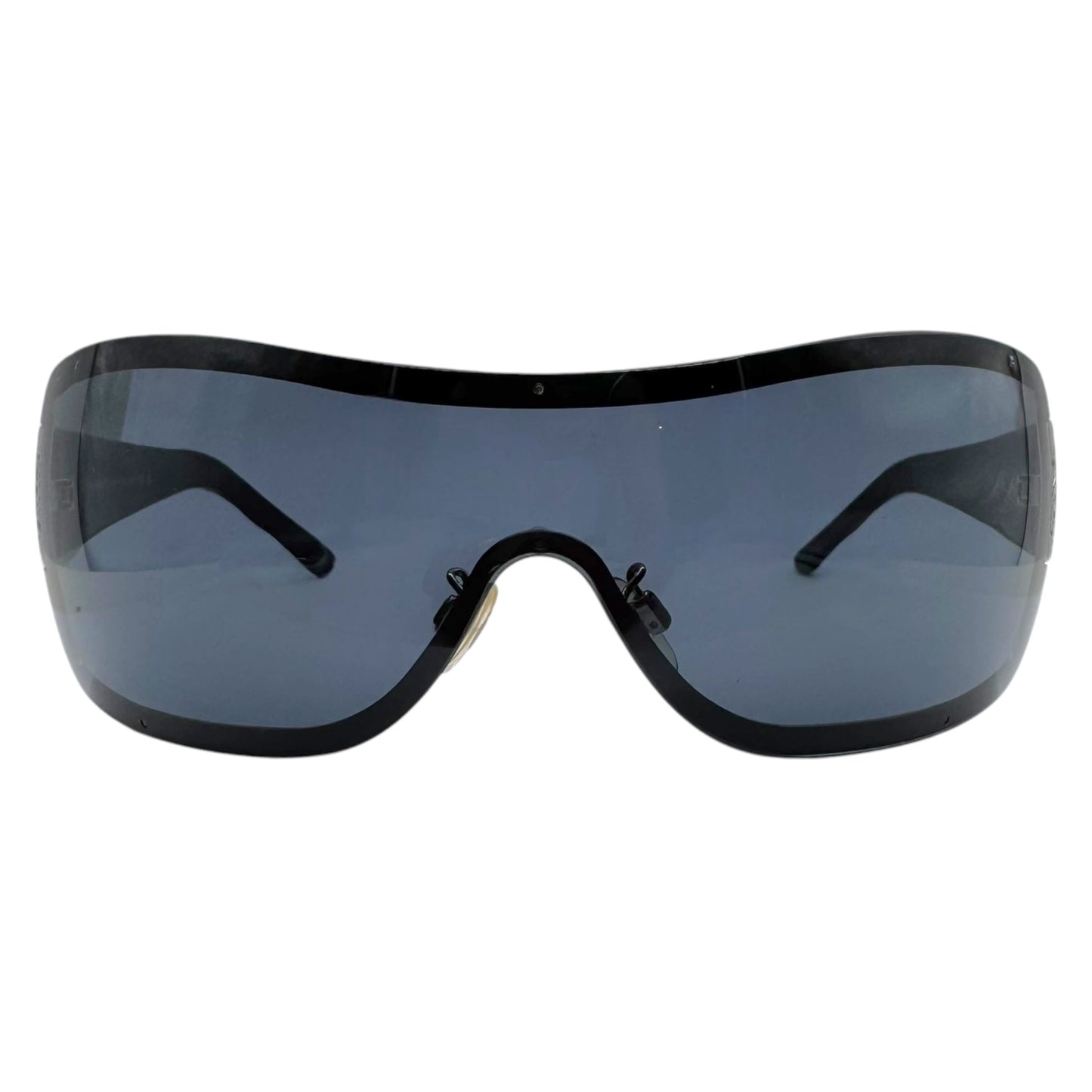 Chanel Black Matelasse Quilted Arm Shield 4126 Sunglasses w/ Case