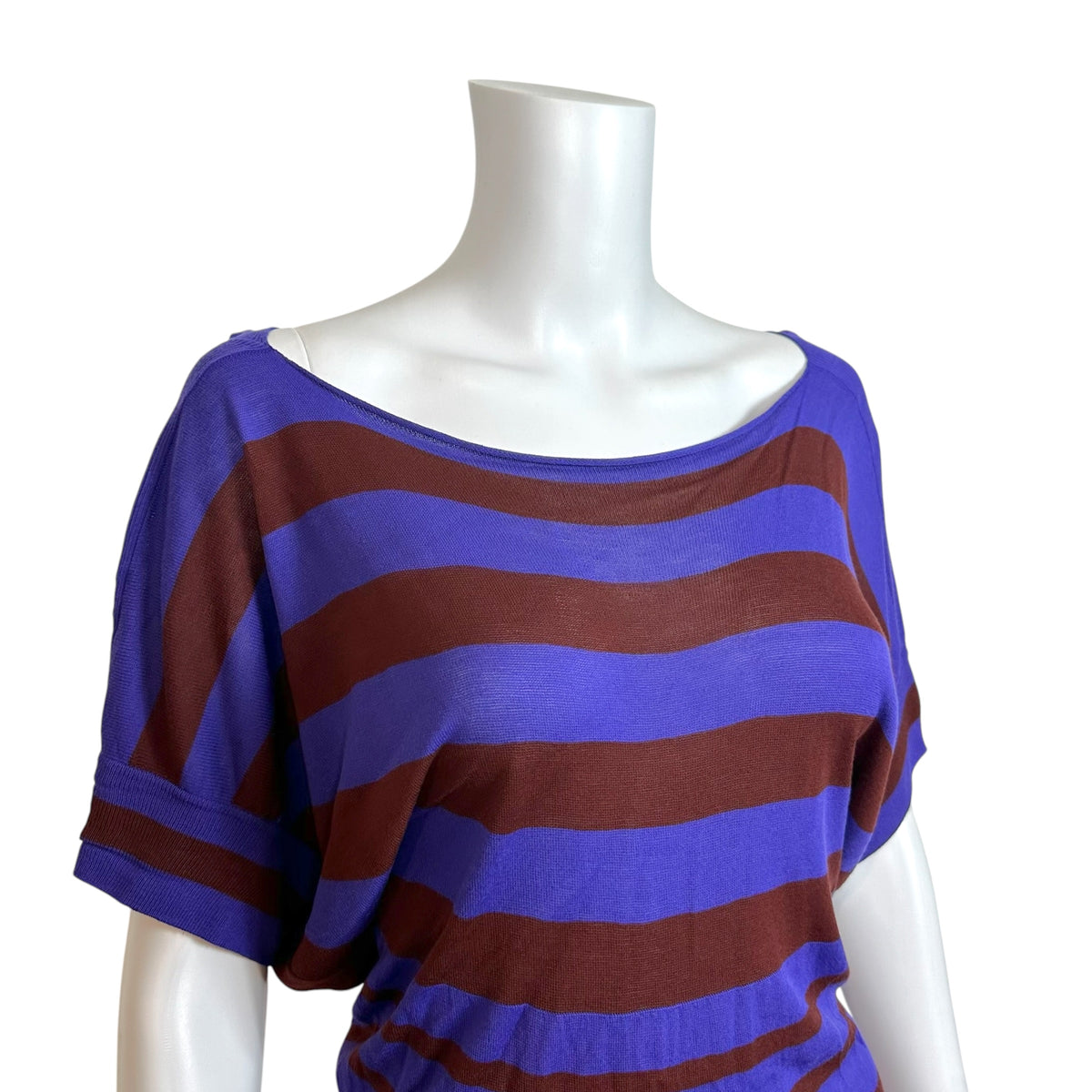 Jean Paul Gautier Purple & Burgundy Striped Open Back Maxi Dress