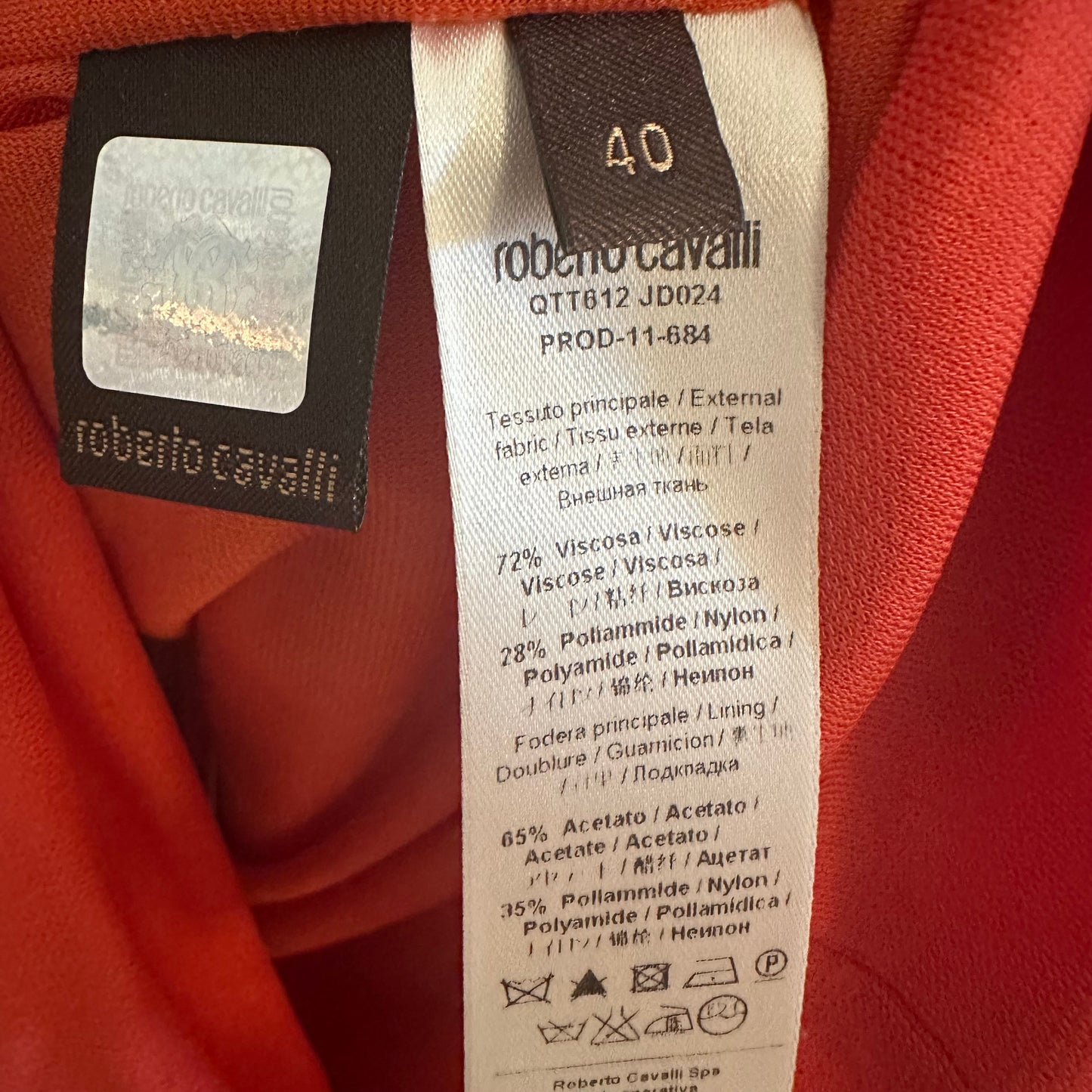 Roberto Cavalli Cowl Back Draped Sleeveless Blouse w/ Charm Detail