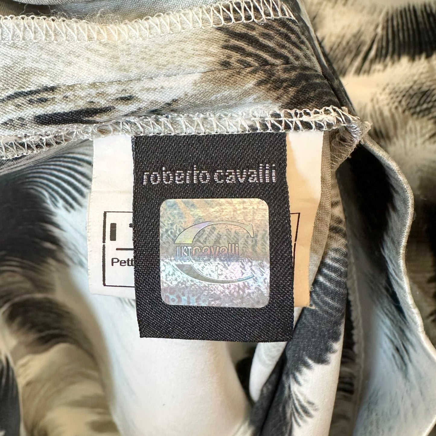 Just Cavalli Roberto Cavalli Gray Animal Print Satin Mini Dress