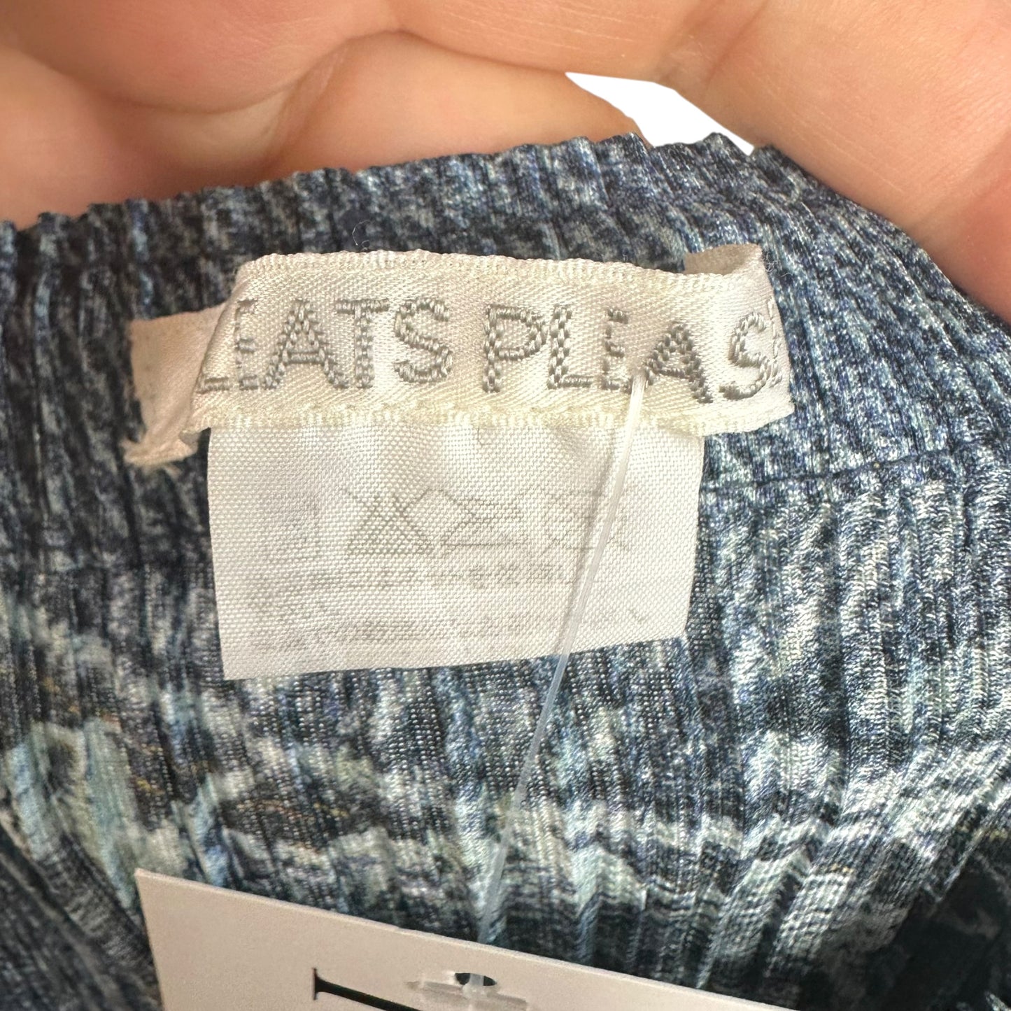 Issey Miyake Pleats Please Patchwork Denim Print Pleated Maxi Skirt
