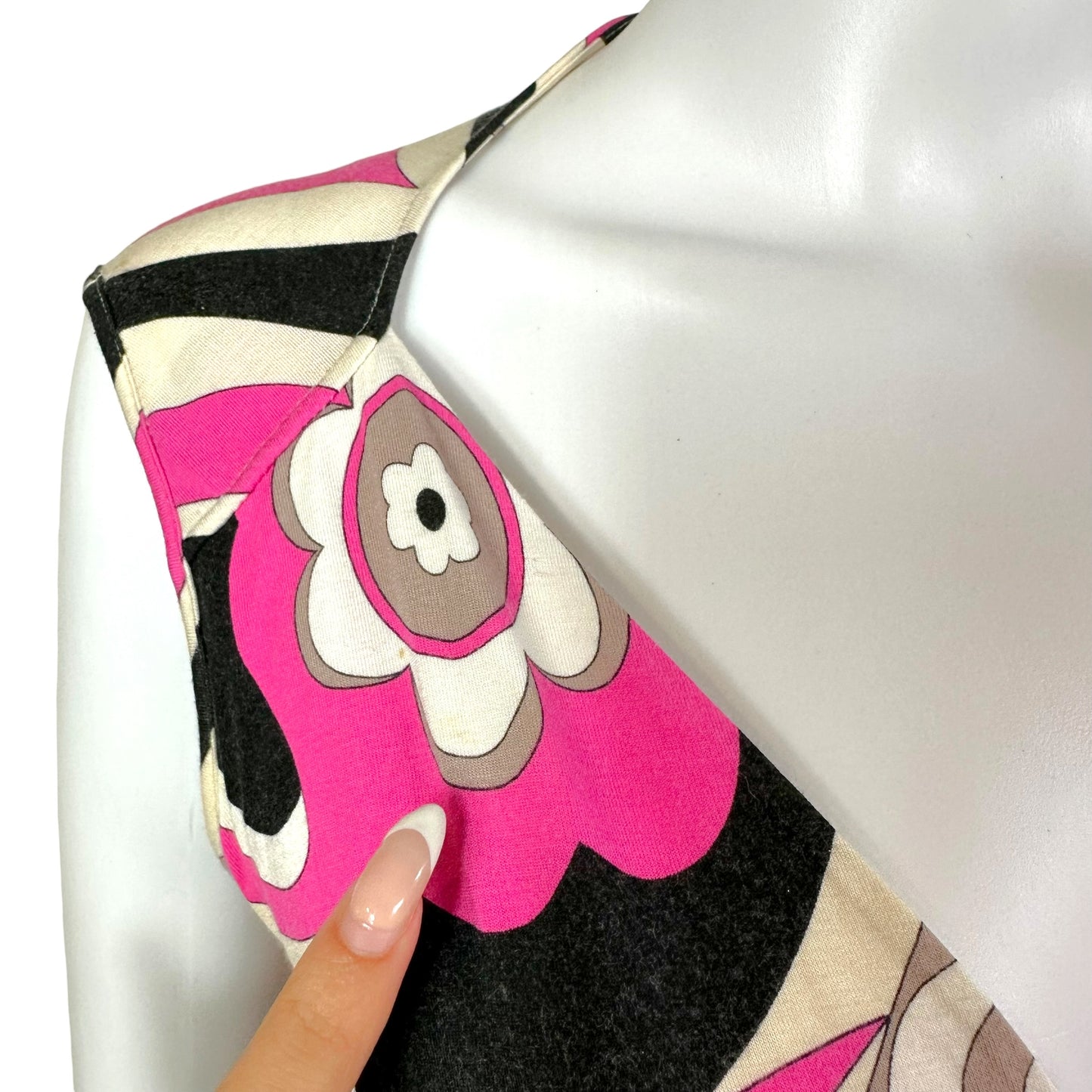 Emilio Pucci Pink & Black Floral Print Tank Top