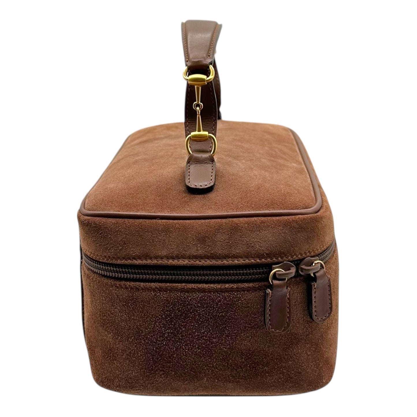 Gucci Brown Suede Horsebit Vanity Bag