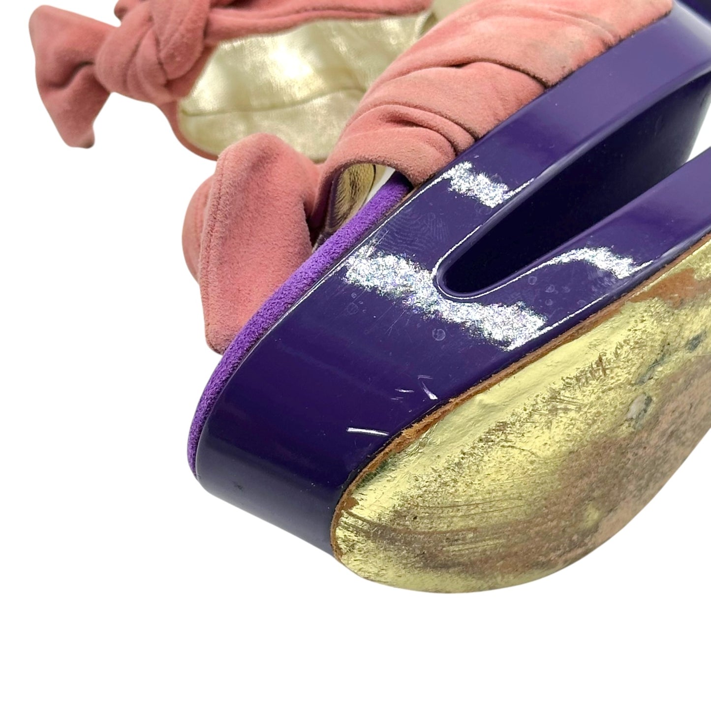 Valentino Garavani Pink Suede & Purple Cut-Out Platform Wedge Sandals