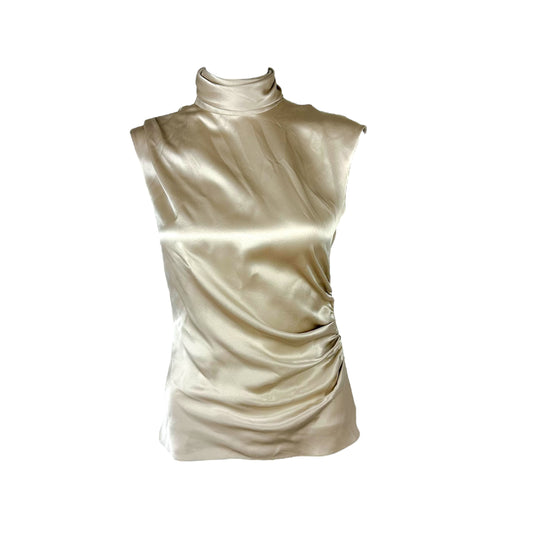 Ralph Lauren Black Label Champagne Silk High Neck Blouse