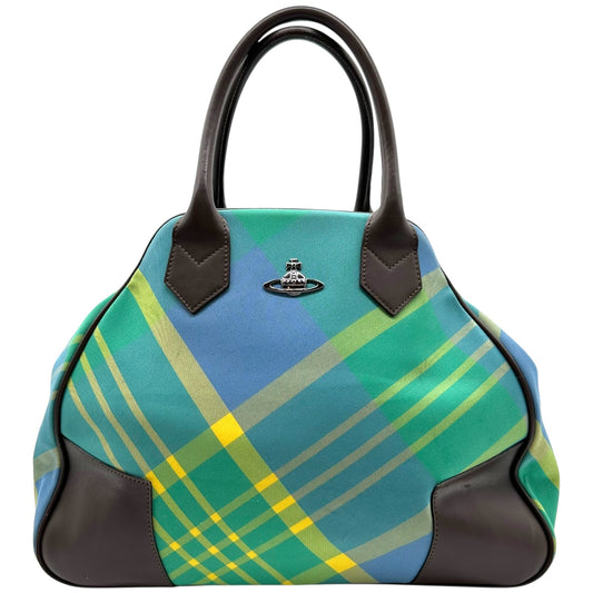Vivienne Westwood Blue & Green Plaid XL Bowler Bag - Outfit Repeater