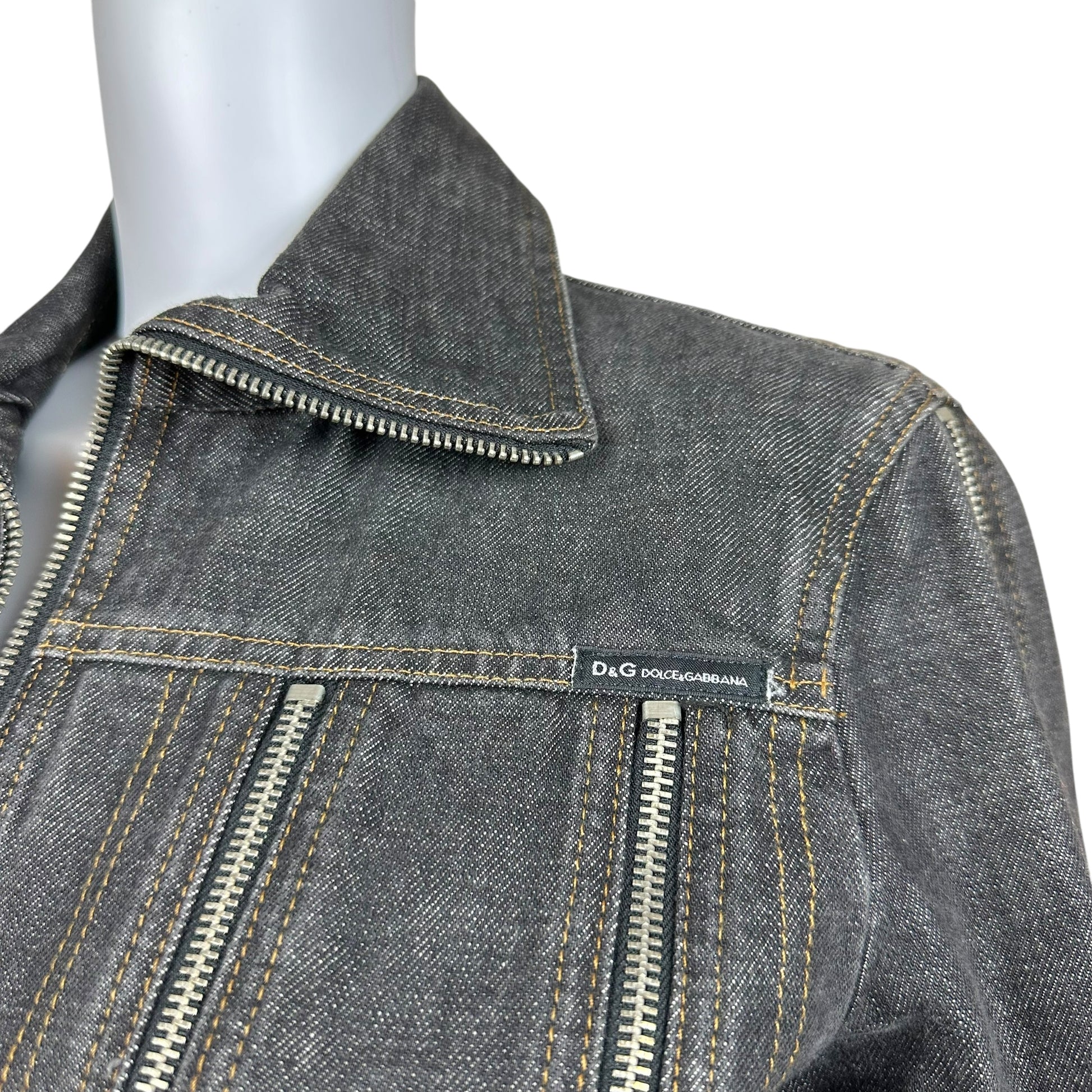 D&G Dolce & Gabbana Dark Denim Zippered Jean Jacket - Outfit Repeater