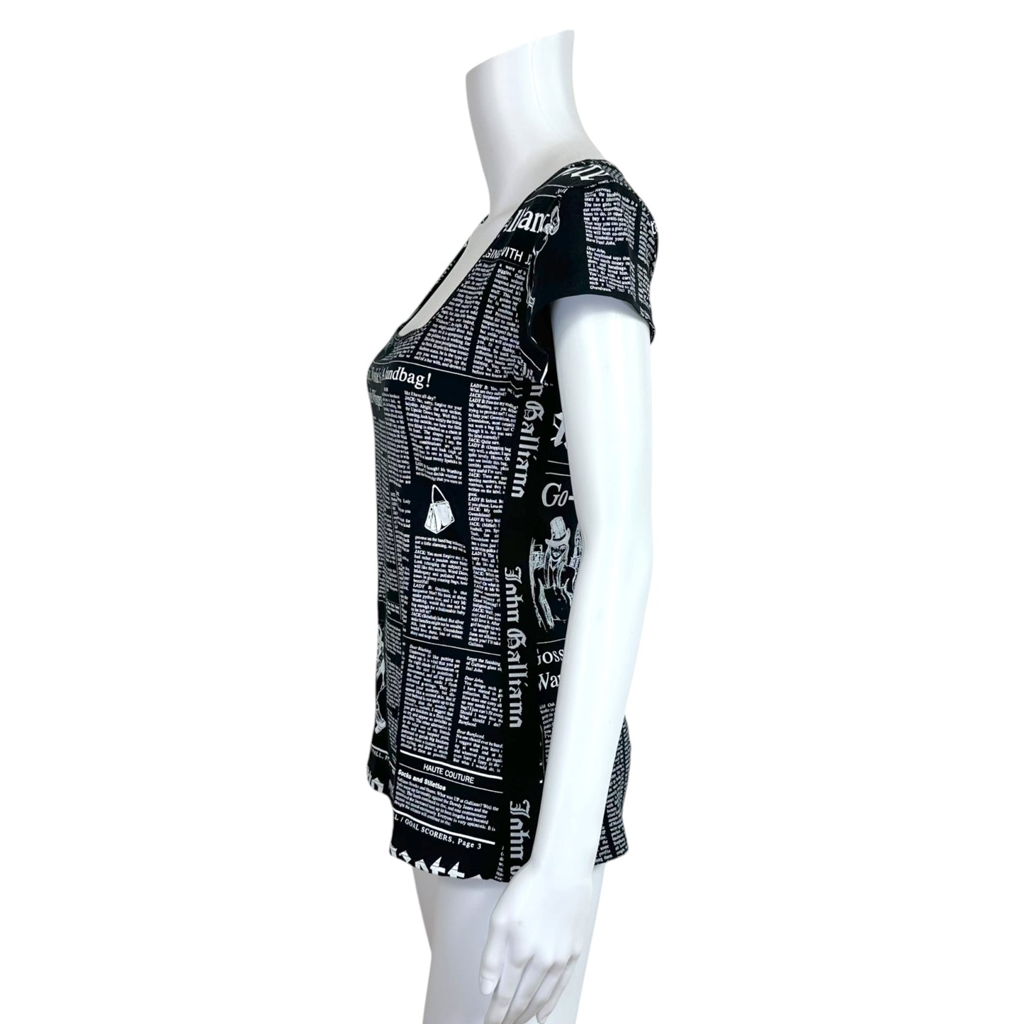 John Galliano Black & White Gazette Newsprint T-Shirt