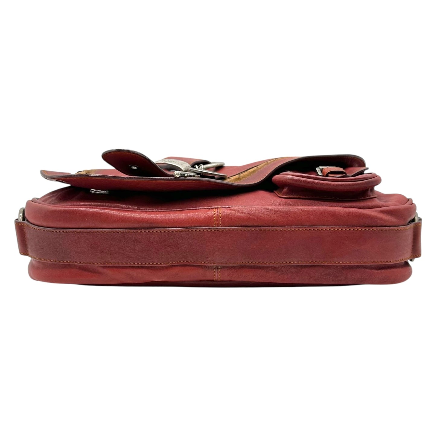 Christian Dior Burgundy Leather Gaucho Saddle Shoulder Bag