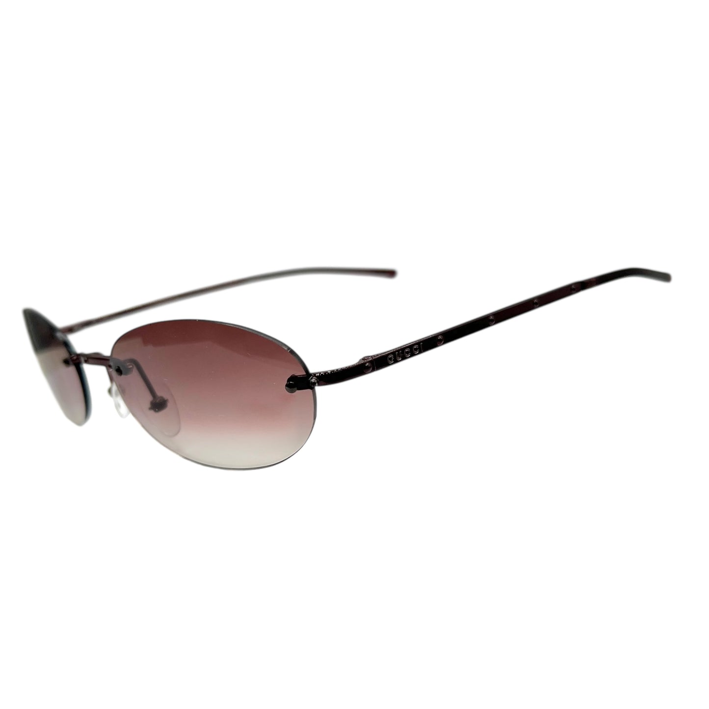 Gucci Burgundy Rimless Oval Gradient Sunglasses GG1757