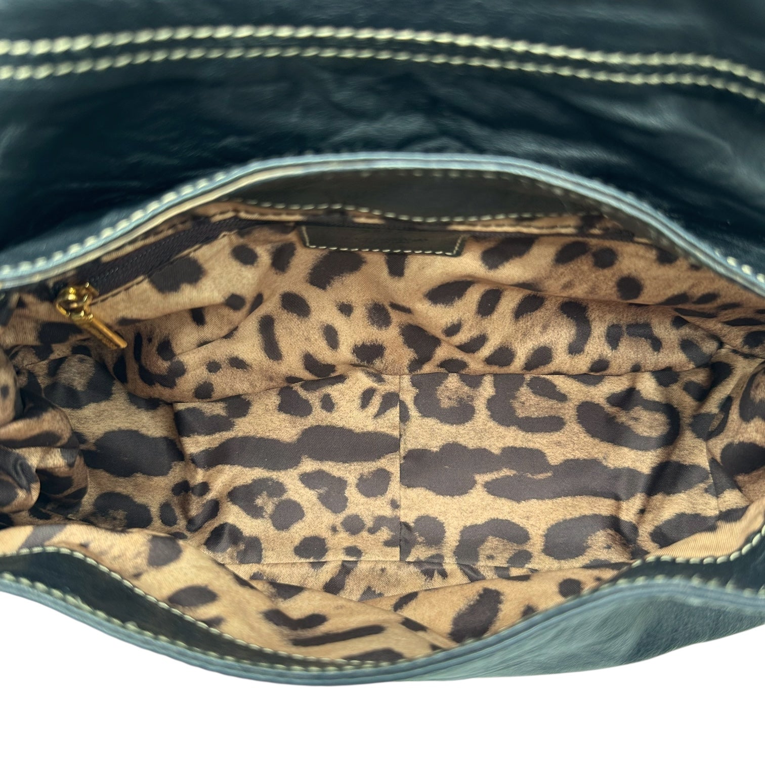 Dolce & Gabbana Black Leather & Gold Buckle Shoulder Bag - Outfit Repeater