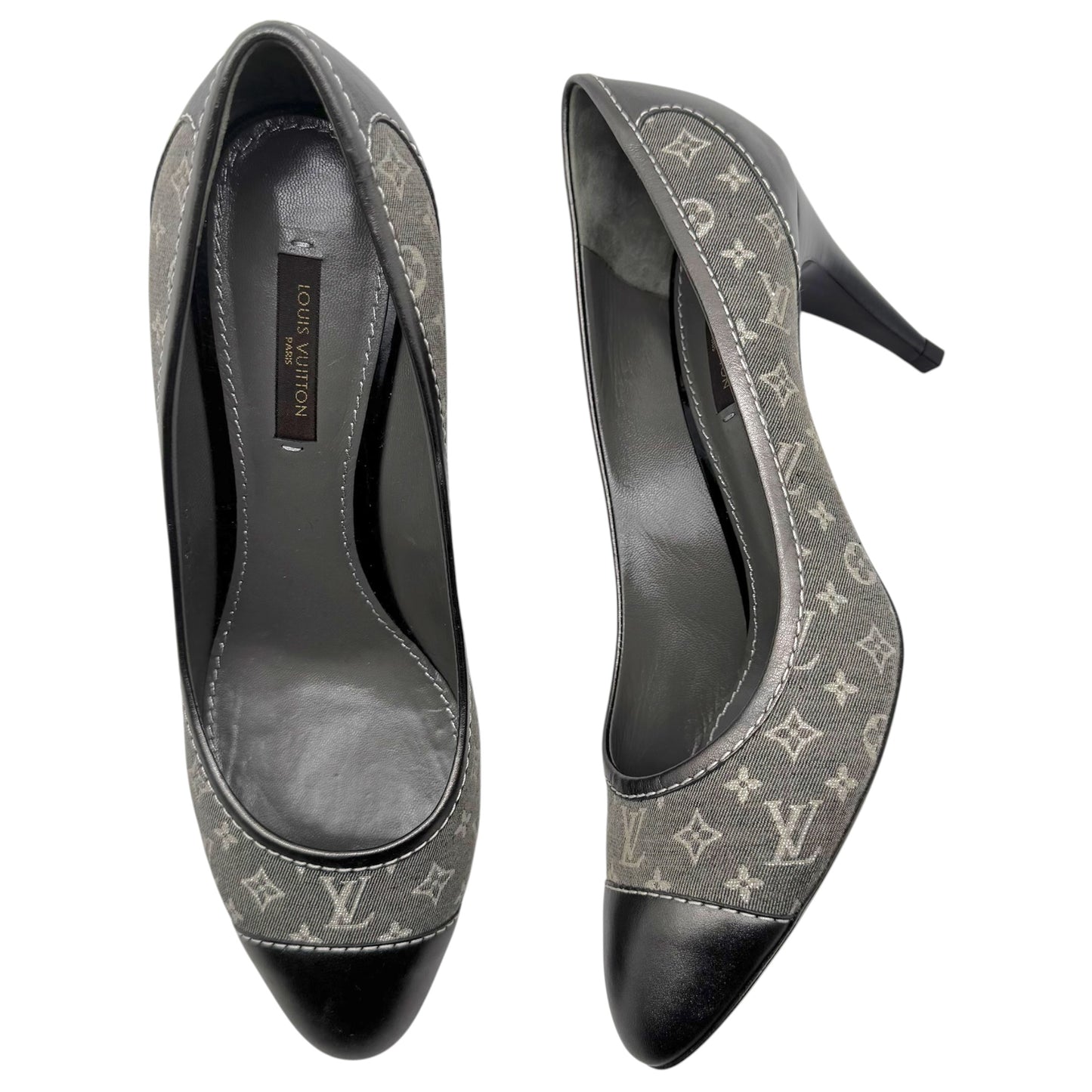 Louis Vuitton Gray Lin Monogram Pumps