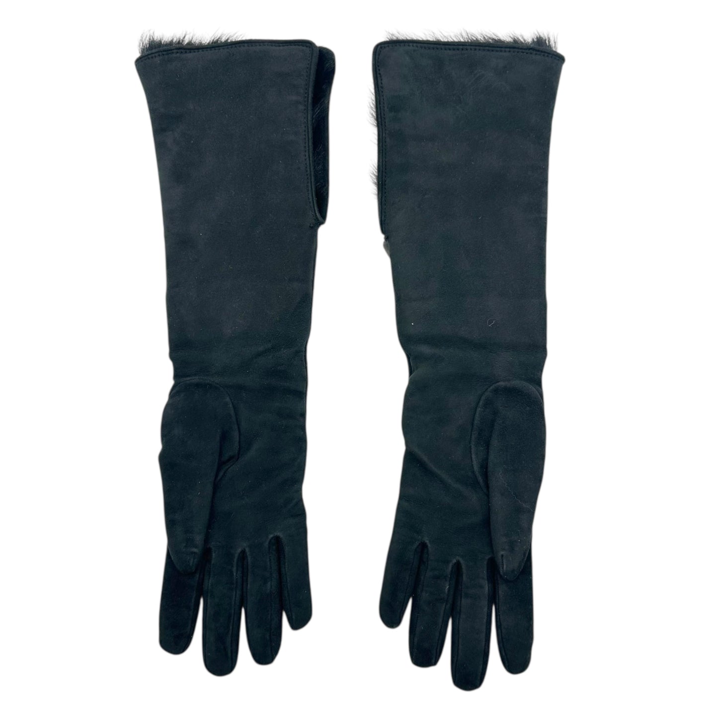 Dolce & Gabbana Black Shearling Fold-Over Gloves NEW