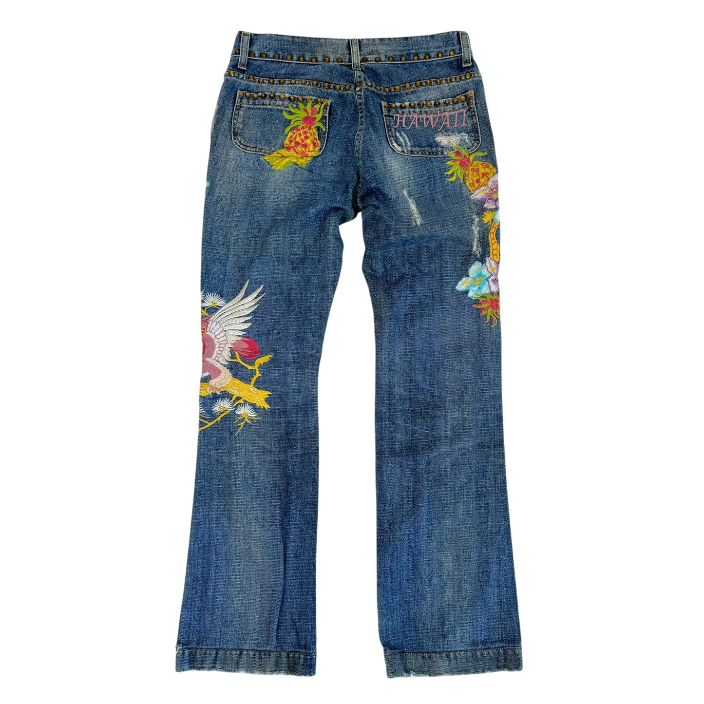 Dolce & Gabbana Hawaii Studded & Embroidered Jeans