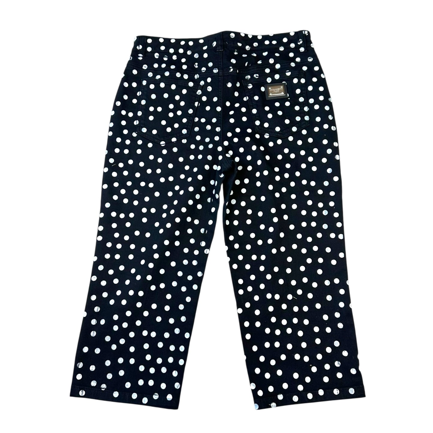 Dolce & Gabbana Black & White Polka Dot Print Capris