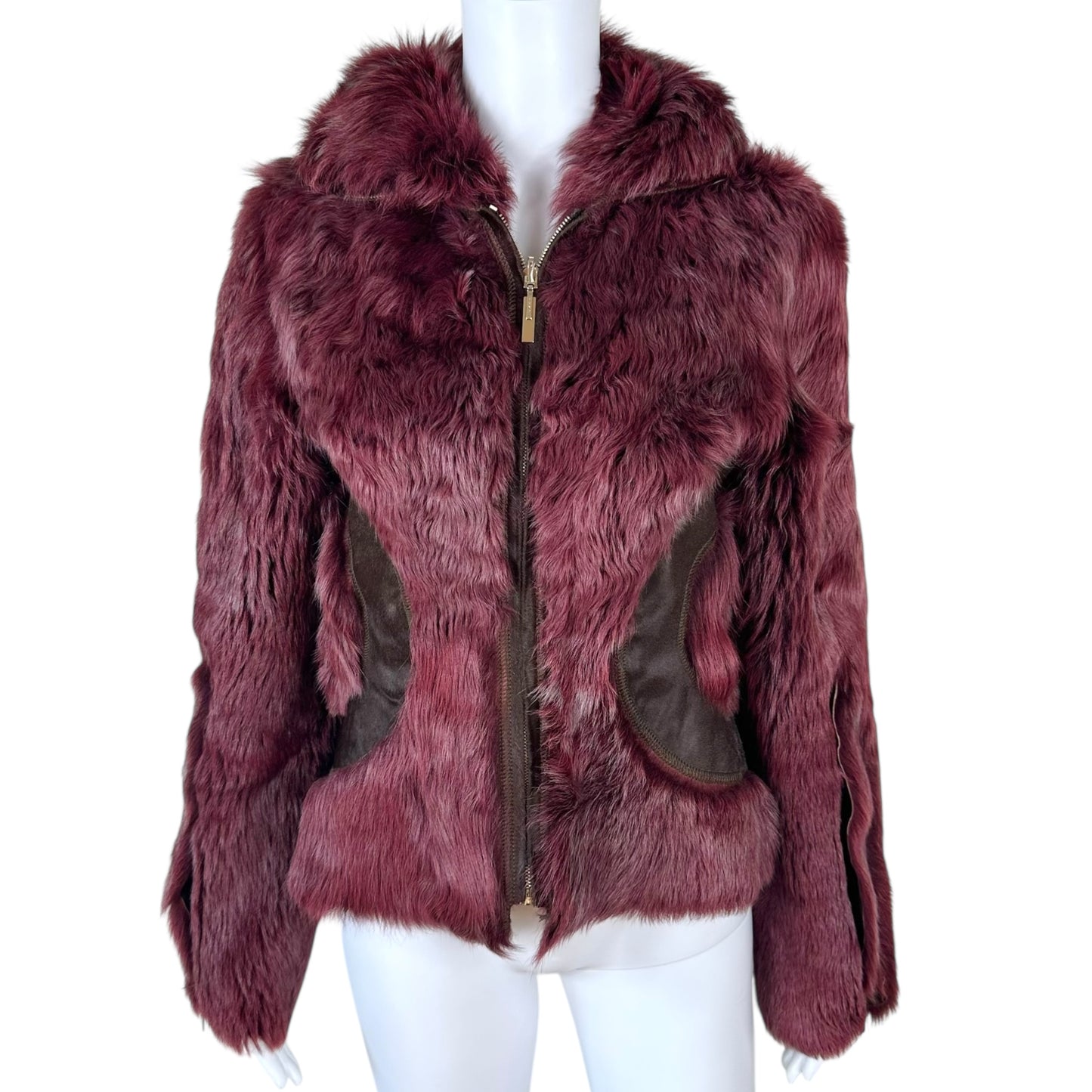 Fendi Burgundy Lambskin & Shearling Reversible Jacket