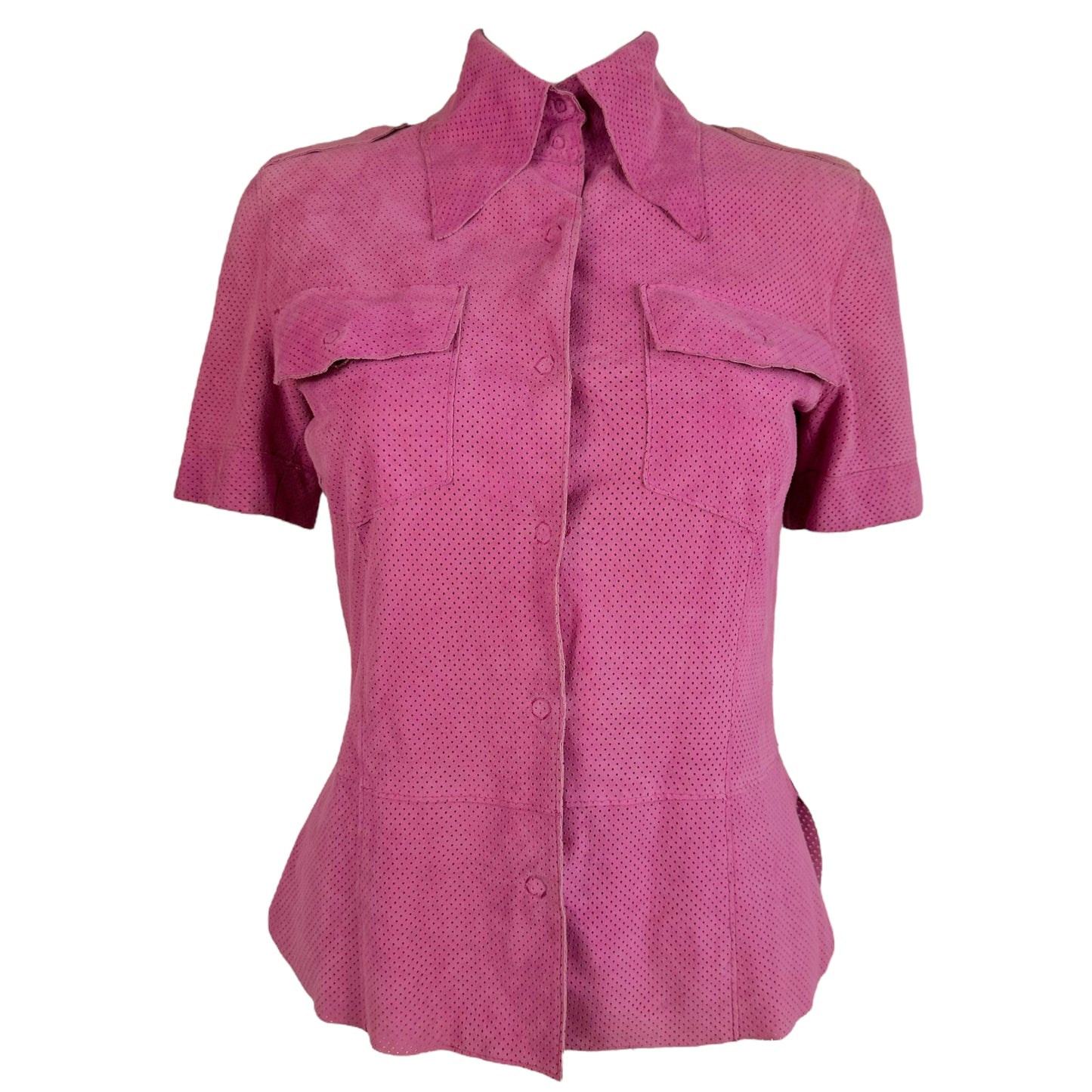 Dolce & Gabbana Perforated Pink Suede Top