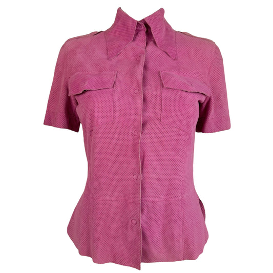 Dolce & Gabbana Perforated Pink Suede Top