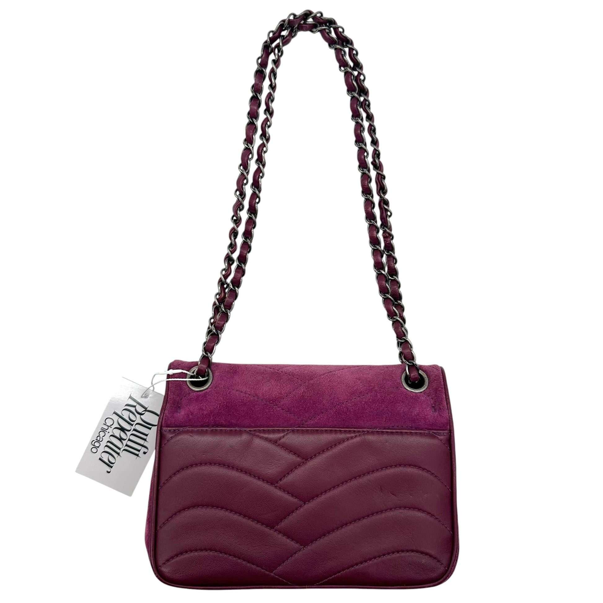 Chanel Small Flap Shoulder Bag Purple Suede Leather