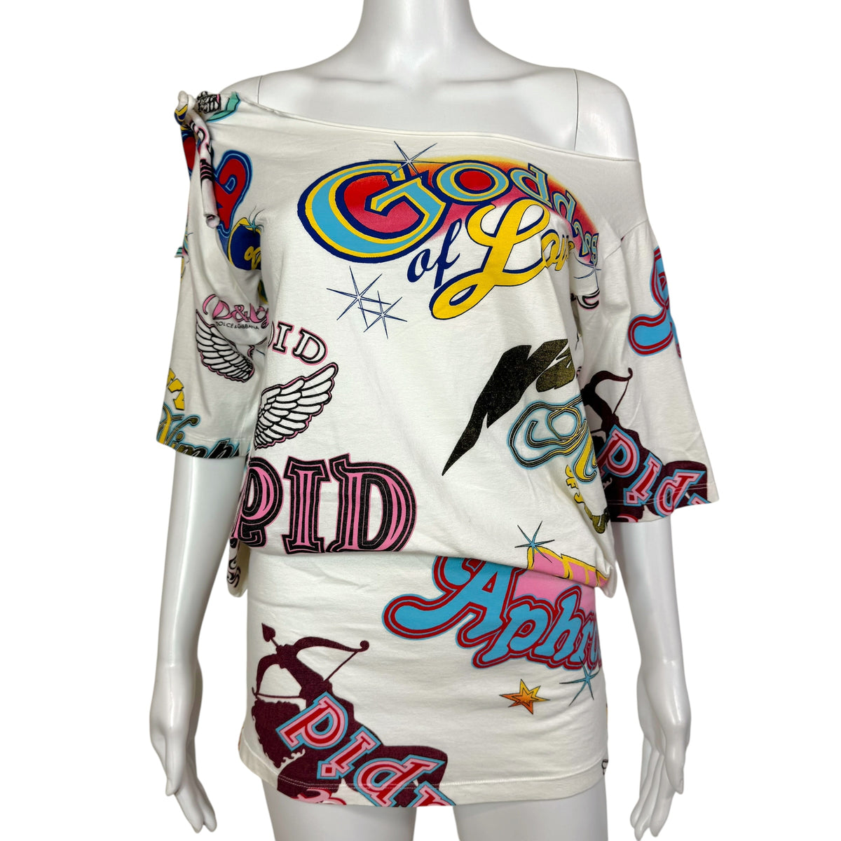 Dolce & Gabbana White Pop Art Print Mini Dress