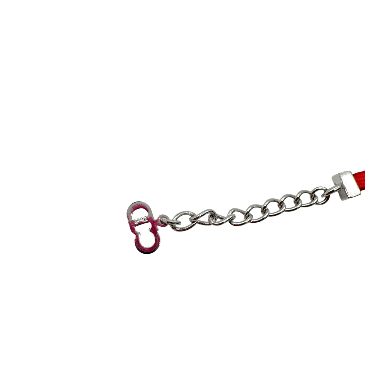 Dior Clear Lucite Heart Logo Bracelet Red Strap