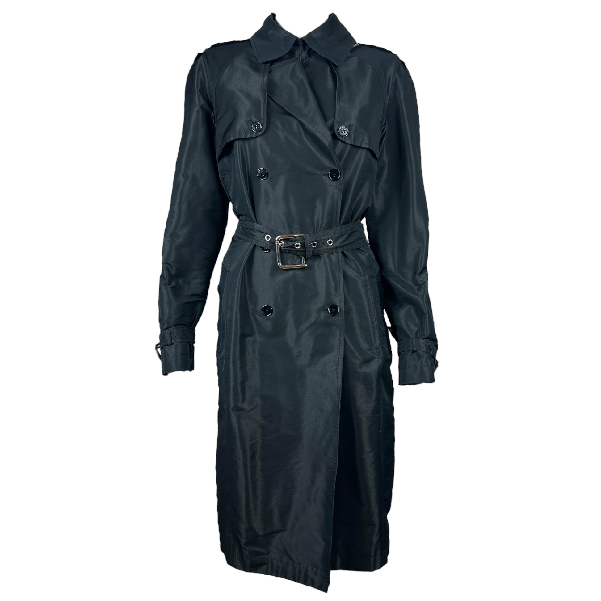 Dolce & Gabbana Black Trench Coat Double-Breasted Belted