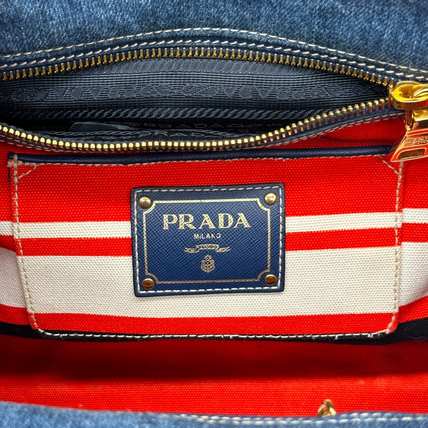 Prada Dark Wash Denim 2-Way Satchel Bag