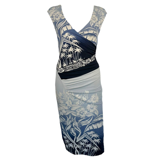 Jean Paul Gaultier Soleil Blue Tropical Print Off-Shoulder Midi Dress