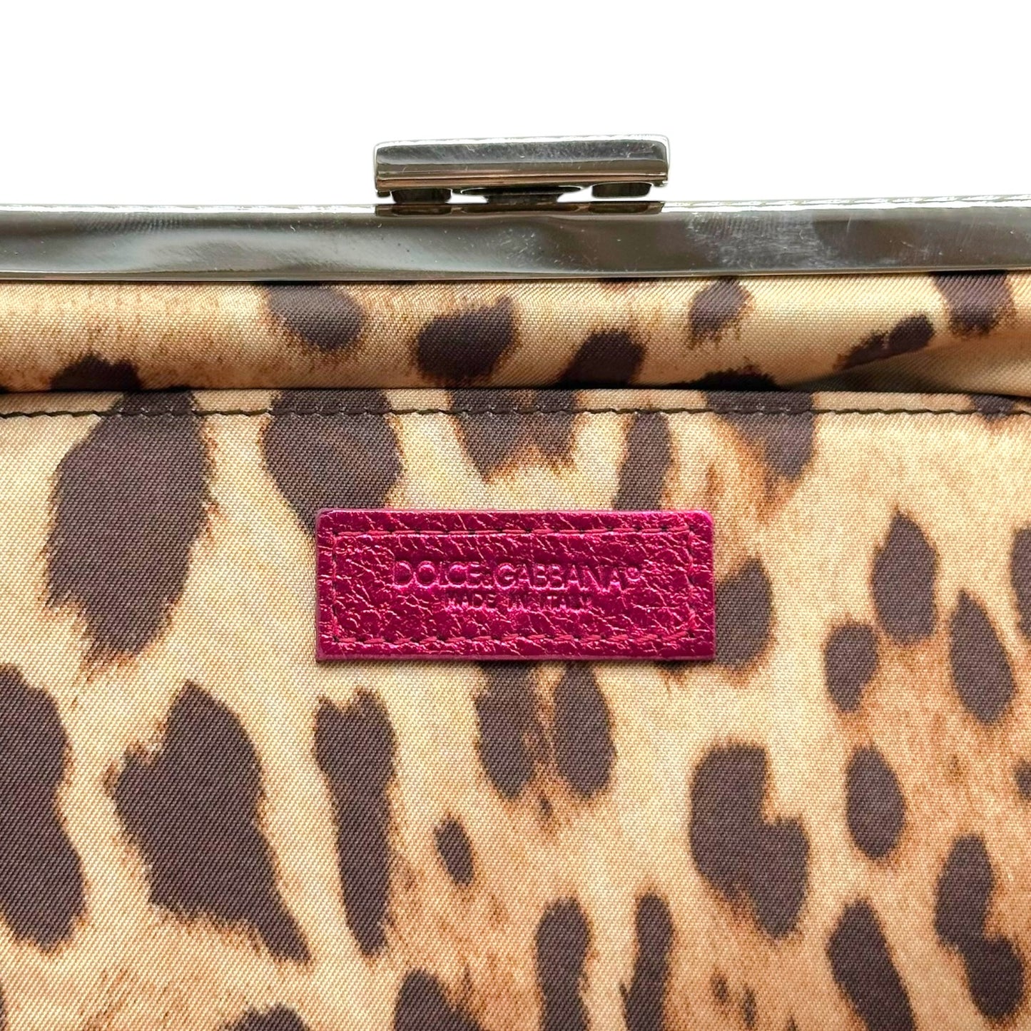 Dolce & Gabbana Metallic Pink Silver Clutch Bag