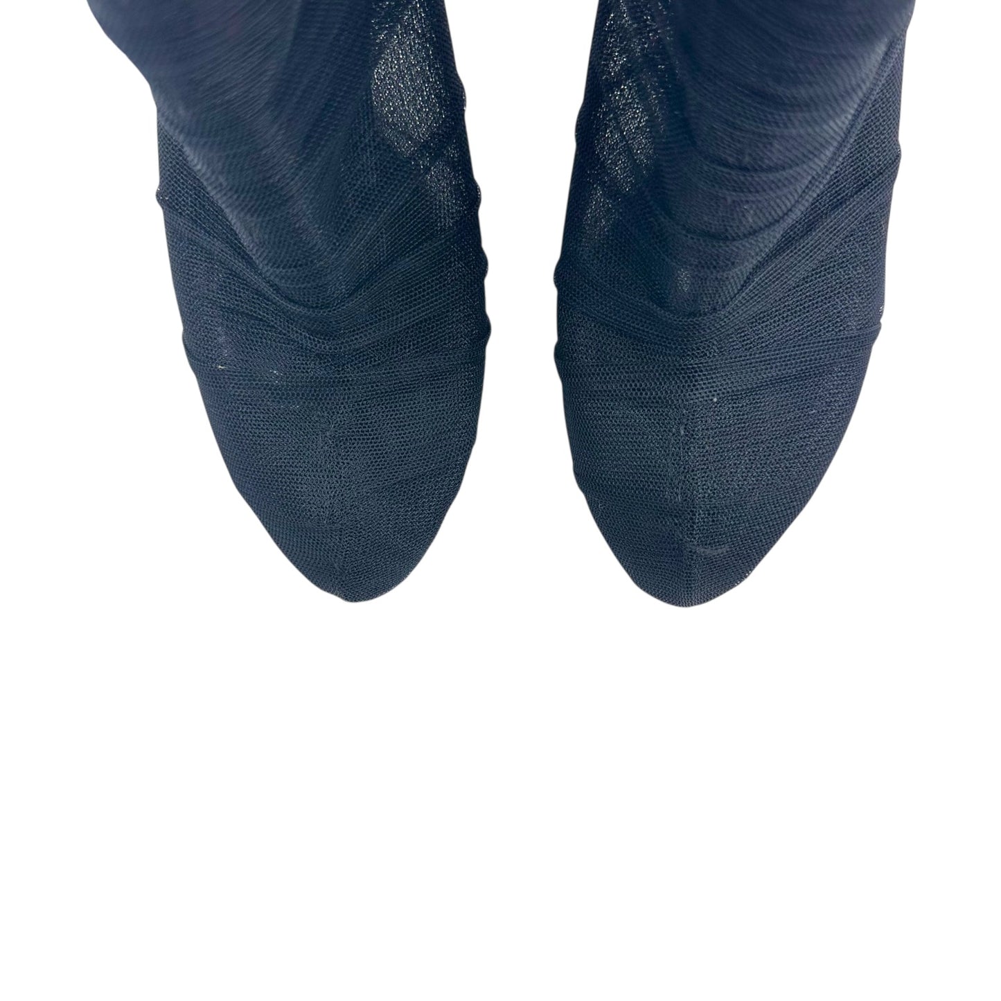 Dolce & Gabbana Black Semi-Sheer Fur Trim Heeled Boots