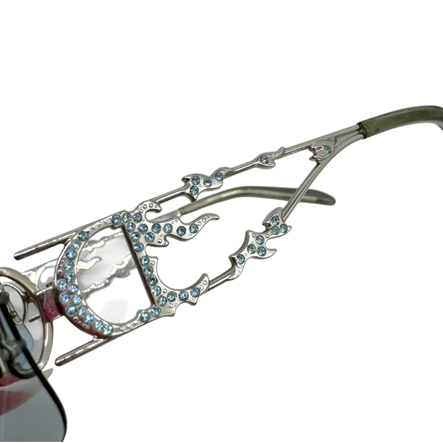 Christian Dior Rimless Shield Sunglasses Light Blue Silver