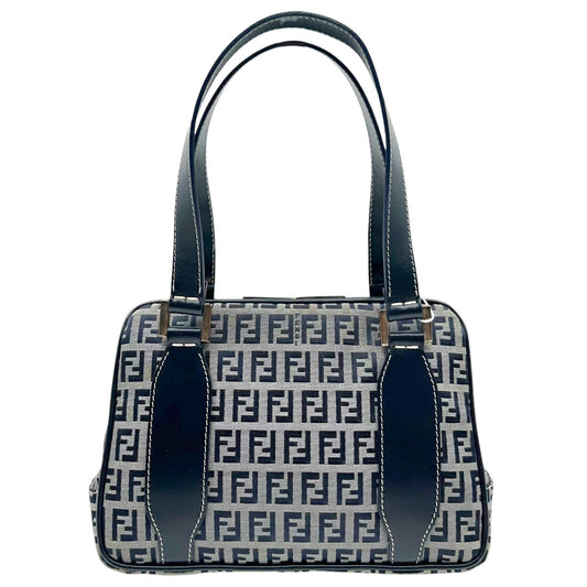 Fendi Navy Zucchino Monogram Kisslock Handbag