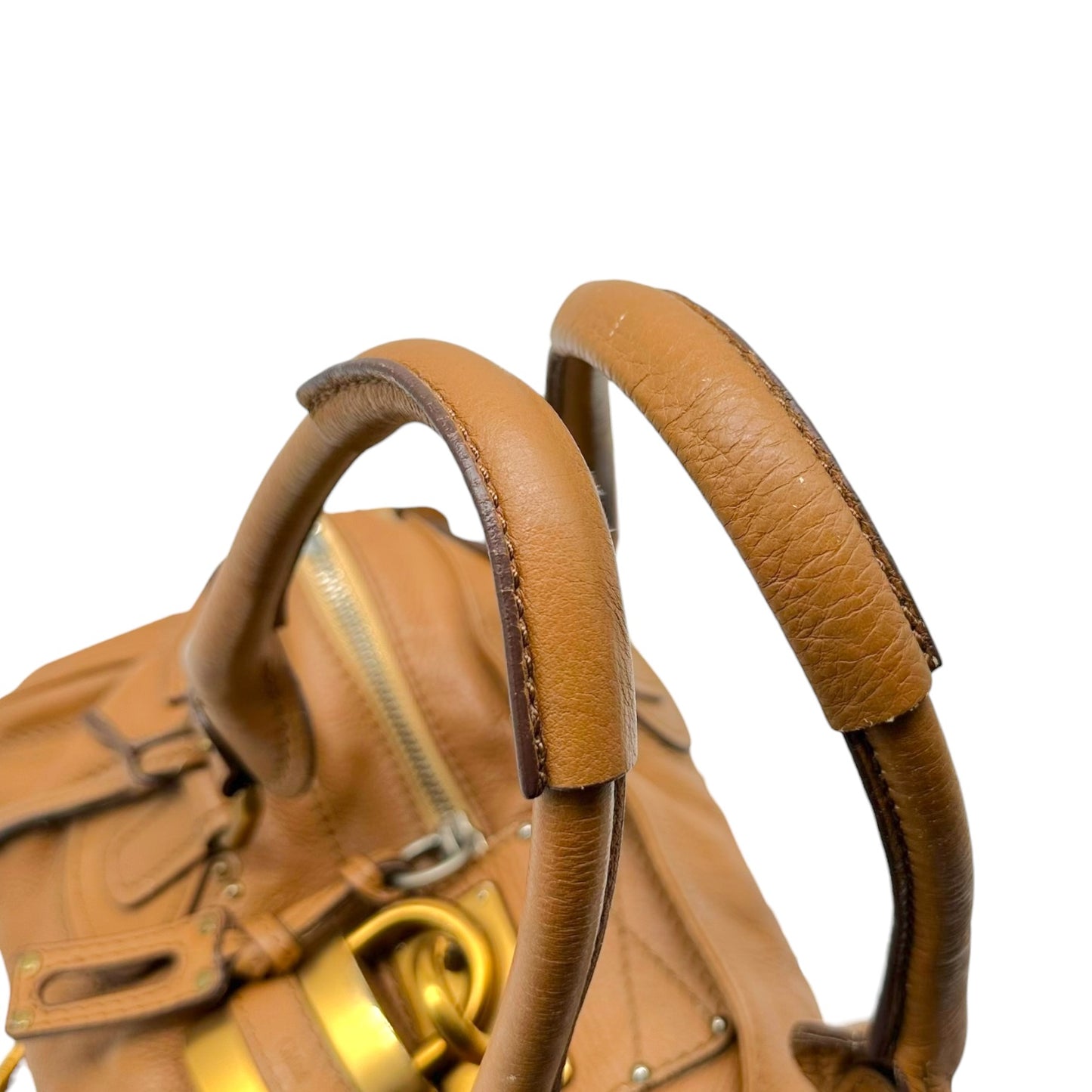 Chloé Brown Leather Shoulder Bag with Padlock Detail