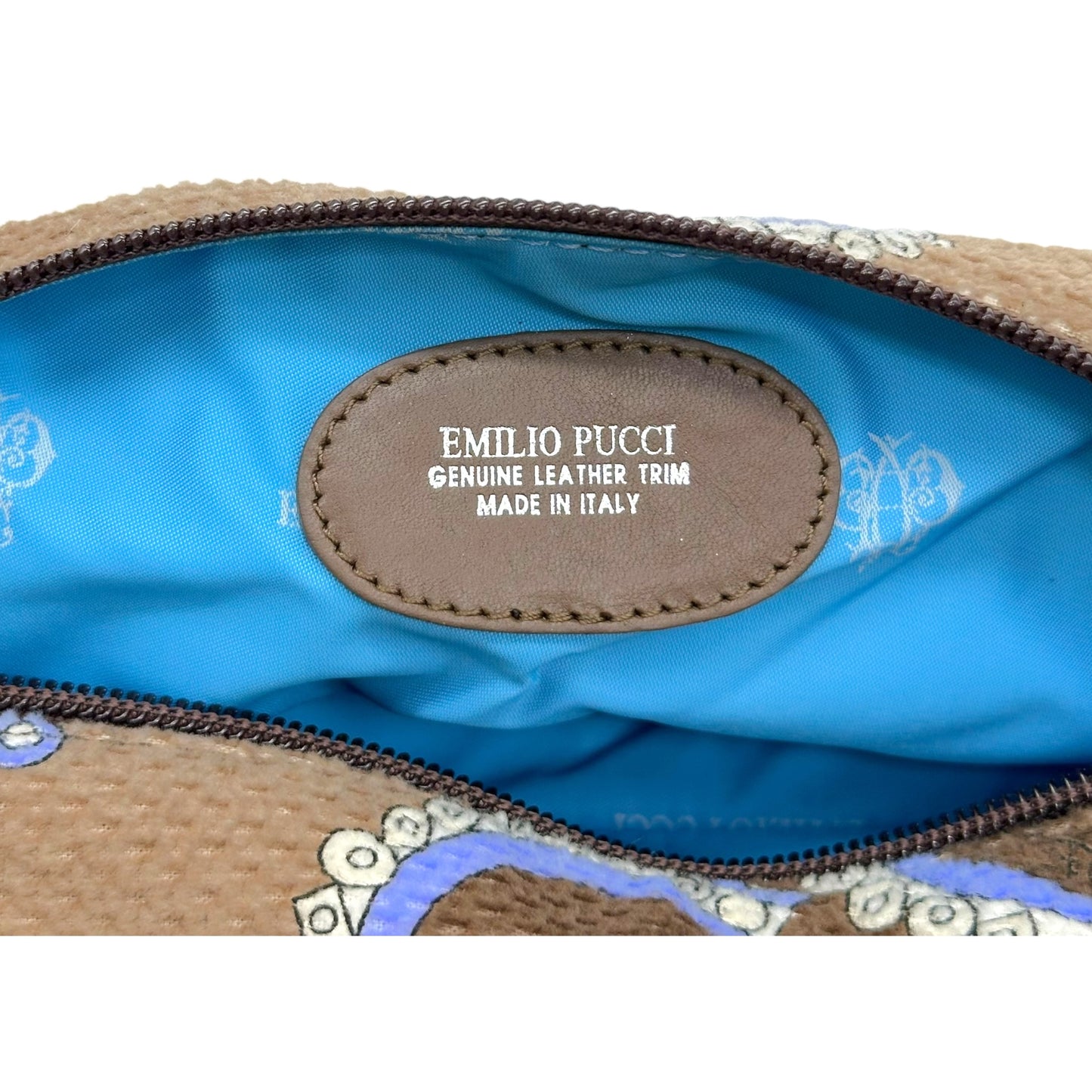 Emilio Pucci Brown & Blue Corduroy Printed Pochette Bag