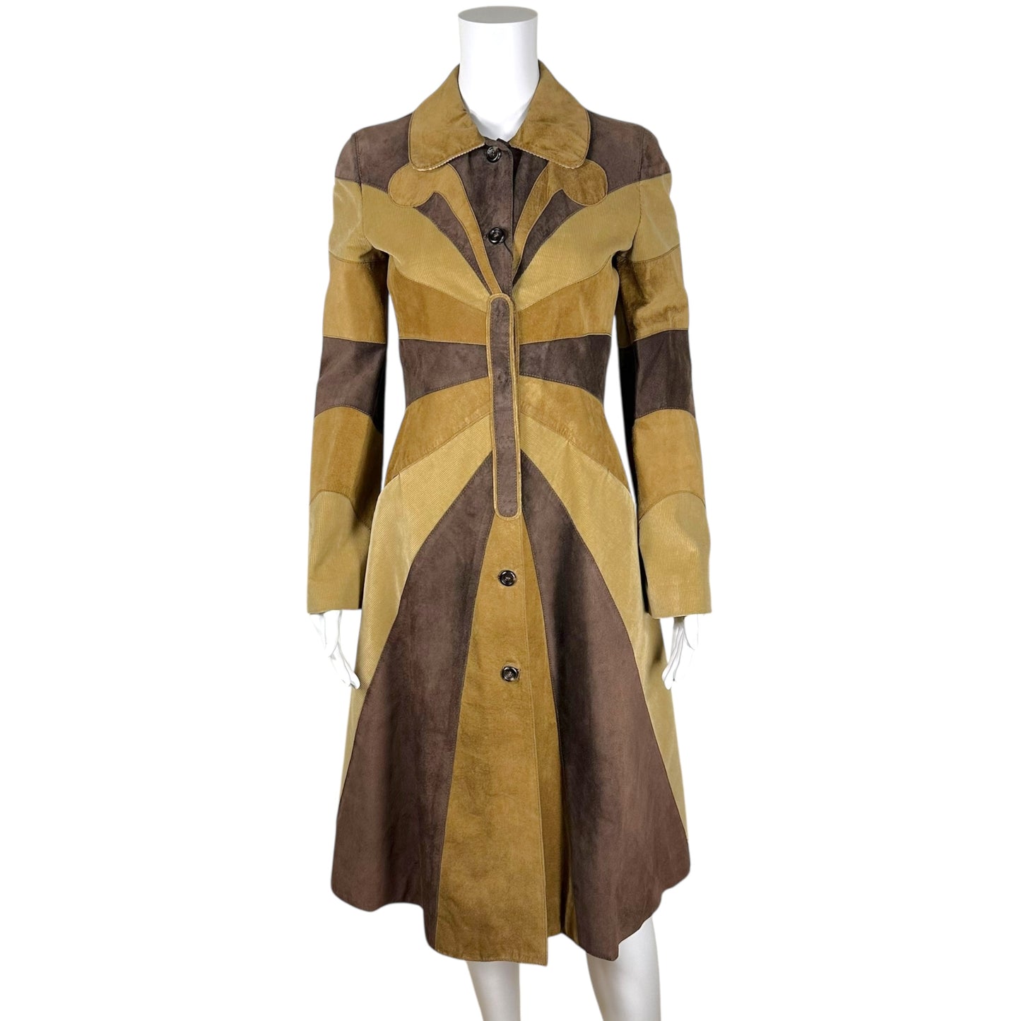 Dolce & Gabbana F/W 2002 Brown Suede Patchwork Butterfly Coat NEW